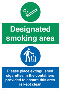 Designated smoking area
Please place extinguished cigarettes in the containers provided to ensure this area is kept clean